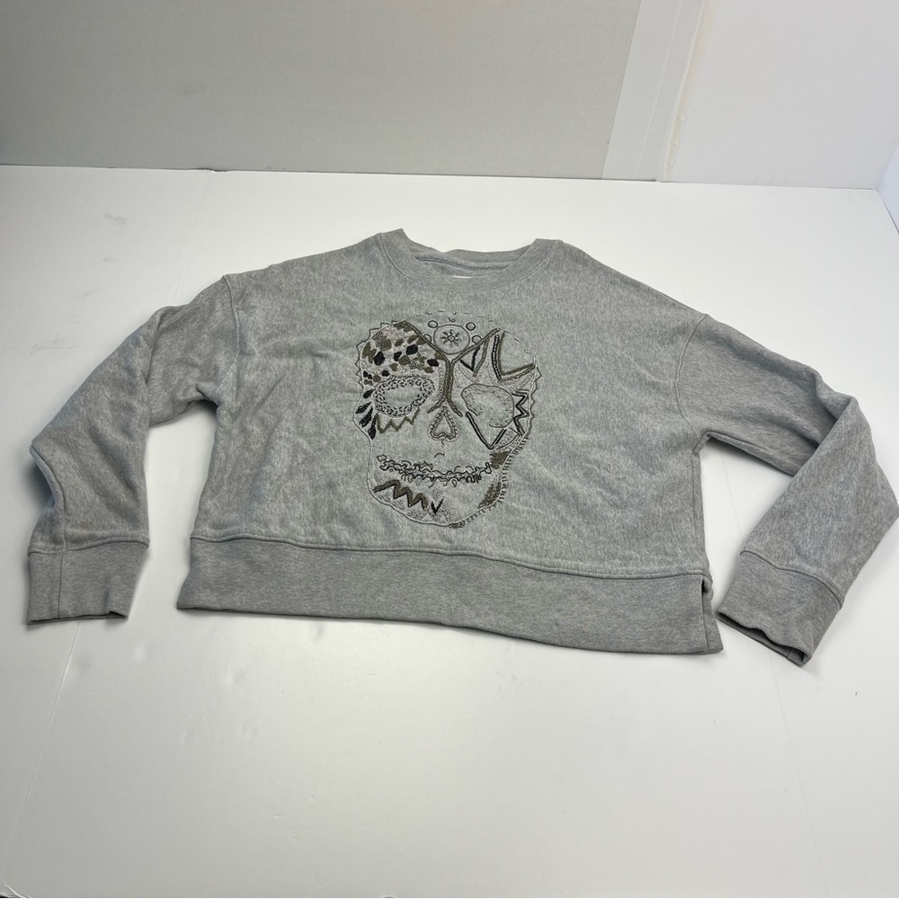 Zadig & Voltaireā Gray Skull Embroidered Women's Top SEE MEASUREMENTS *FLAW